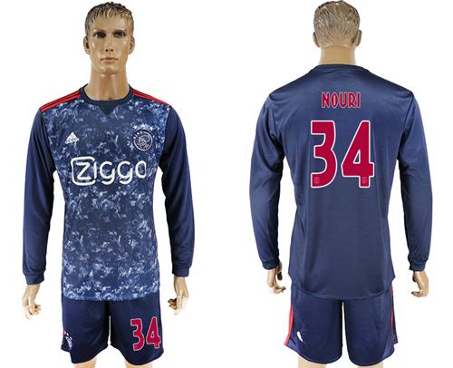 Ajax #34 Nouri Away Long Sleeves Soccer Club Jersey